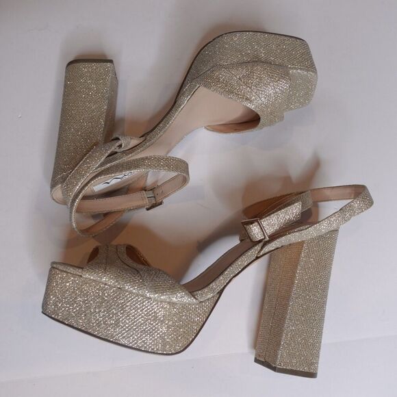 NINA Dorcas Platform Sandals Heels Sparkle Gold Womens Size 10 New - Picture 6 of 8